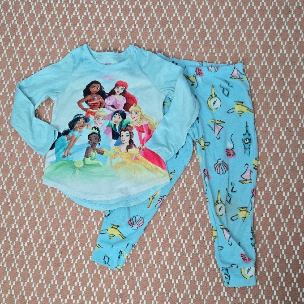 Disney Princess Pajama Set Soft Microfleece Minky Sz 6